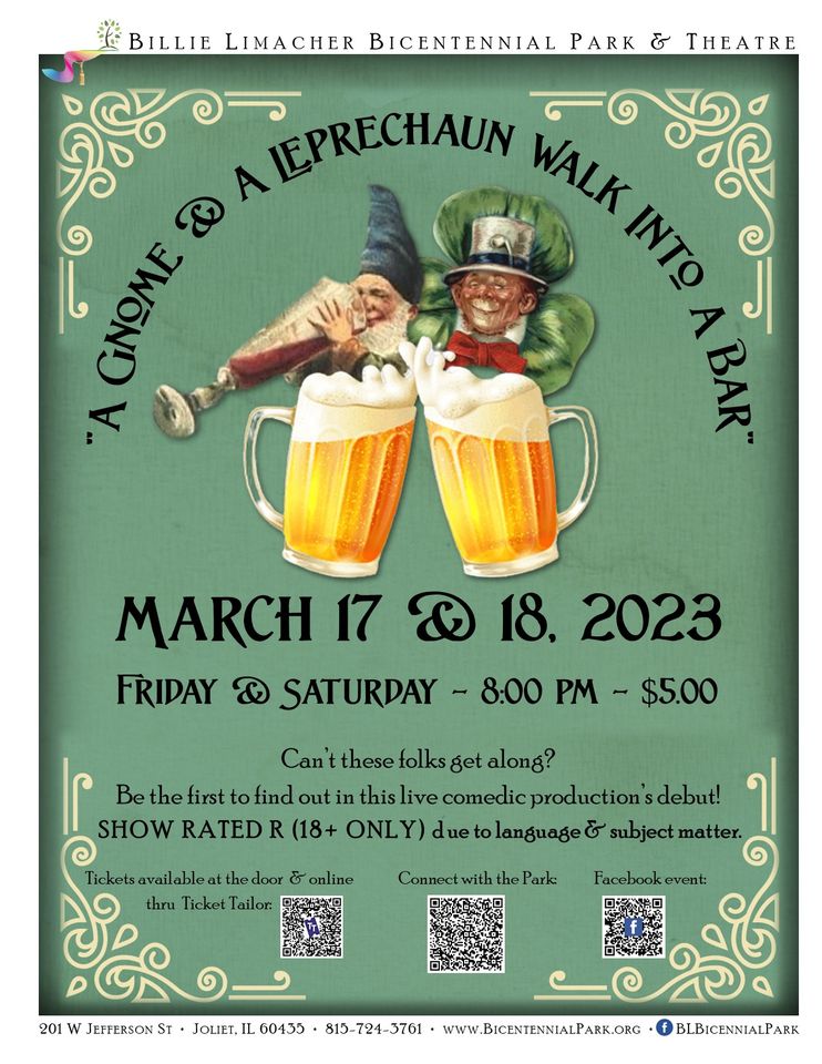 A Gnome and a Leprechaun Walk into a Bar on March 17 and 18 at Billie Limacher Bicentennial Park