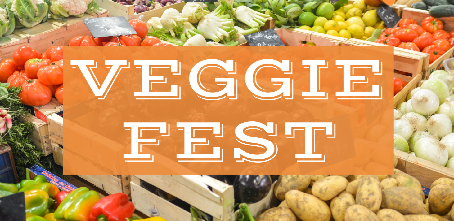 Veggie Fest with crates of vegetables