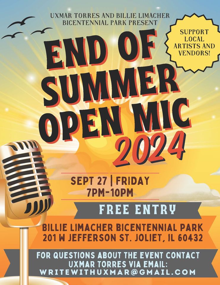 End of Summer Open Mic 2024 Free Entry 7 - 10 pm